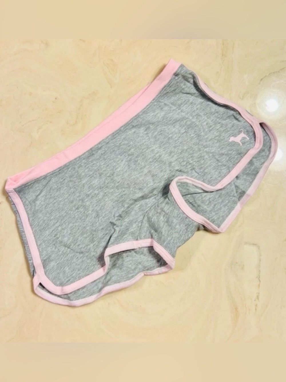 PINK VICTORIA'S SECRET Cotton Dorm Boyshorts Heather Grey Coconut Pink Logo XL - Picture 2 of 10